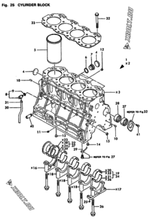  Двигатель Yanmar 4T112TLE-GB1, узел -  Блок цилиндров 