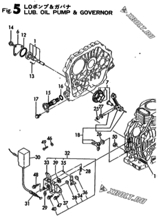  Двигатель Yanmar YDG2000EL6EH, узел -  Масляный насос и регулятор оборотов 