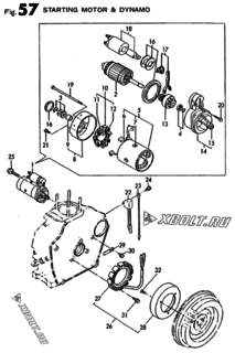  Двигатель Yanmar 2KE(L40E-D), узел -  СТАРТЕР И ГЕНЕРАТОР 