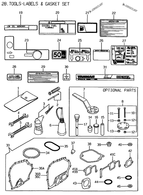  Инструменты и комплект прокладок двигателя Yanmar YDG4500SE-B2
