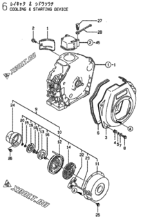  Двигатель Yanmar YDP20E-1, узел -  Пусковое устройство 