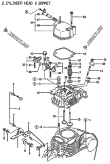  Двигатель Yanmar YDG2501E-6EH, узел -  Головка блока цилиндров (ГБЦ) 