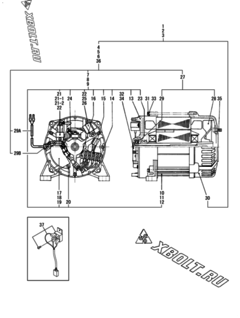  Двигатель Yanmar 6001TSE-5EB, узел -  Генератор 