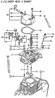  Двигатель Yanmar YDG5001SE, узел -  Головка блока цилиндров (ГБЦ) 