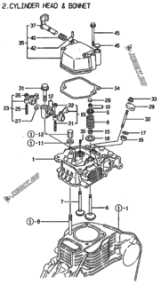  Двигатель Yanmar YDG2501SE, узел -  Головка блока цилиндров (ГБЦ) 