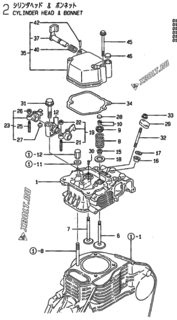  Двигатель Yanmar YDG3501SE, узел -  Головка блока цилиндров (ГБЦ) 