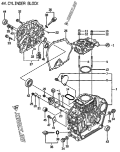 Двигатель Yanmar L40AE-S, узел -  Блок цилиндров 