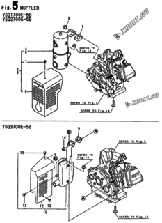  Двигатель Yanmar YSG2700E-5B, узел -  Глушитель 