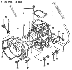  Двигатель Yanmar SE600A, узел -  Блок цилиндров 