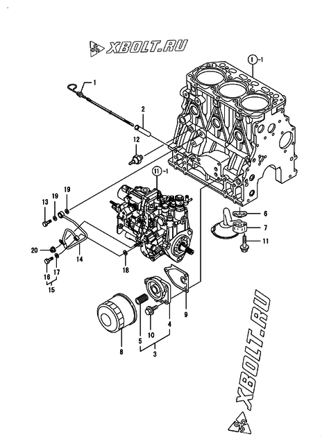  Система смазки двигателя Yanmar 3TNV88-GGEH