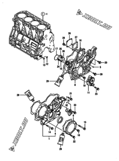  Двигатель Yanmar 4TNV98T-GGEHR, узел -  Корпус редуктора 