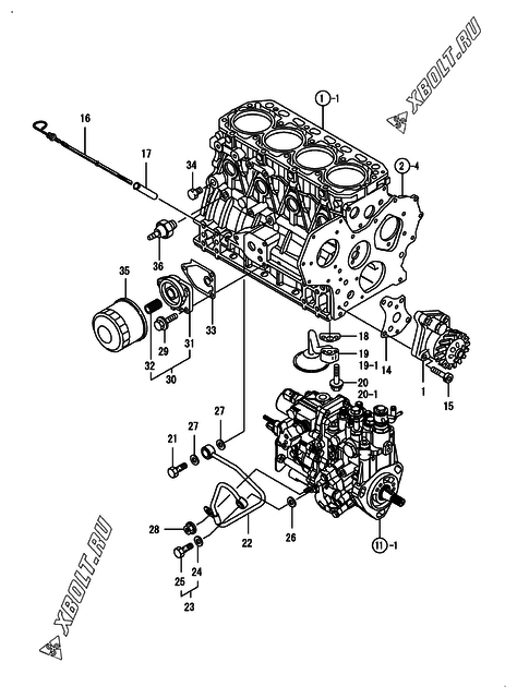  Система смазки двигателя Yanmar 4TNV88-BGGEP