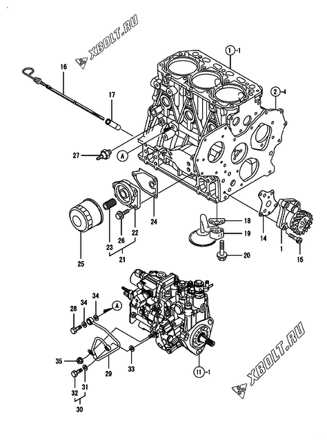  Система смазки двигателя Yanmar 3TNV88-BGGEP