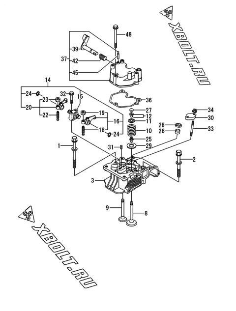  Головка блока цилиндров (ГБЦ) двигателя Yanmar L70N6EJ1T1CAMO