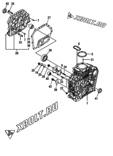  Двигатель Yanmar L100N6CA1F1CABR, узел -  Блок цилиндров 