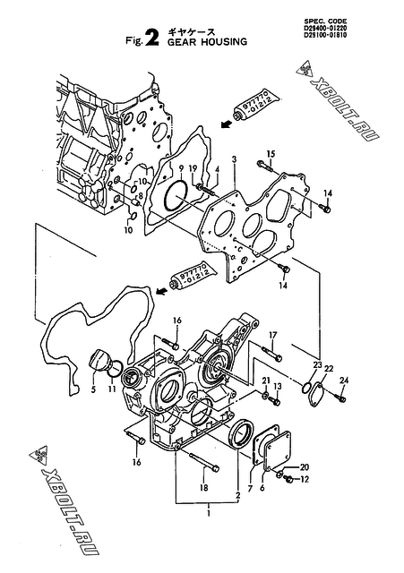  Корпус редуктора двигателя Yanmar 3TN84L-RTBA