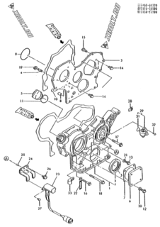  Двигатель Yanmar 3TN78L-RMCD, узел -  Корпус редуктора 