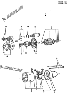 Двигатель Yanmar 3T72HL-HKS, узел -  СТАРТЕР 