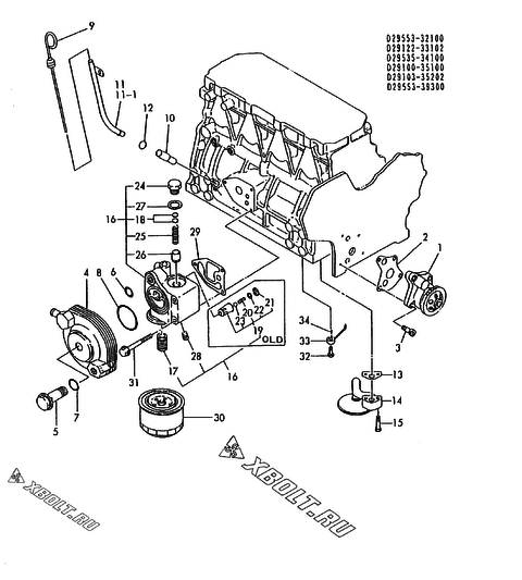  Система смазки двигателя Yanmar 4TNA78TL-RFA