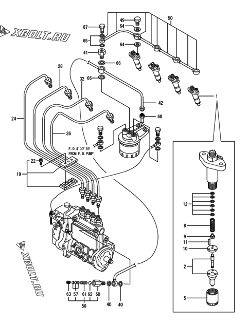  Форсунка двигателя Yanmar 4TN78L-RGN