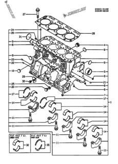  Двигатель Yanmar 4TN100L-TQ, узел -  Блок цилиндров 