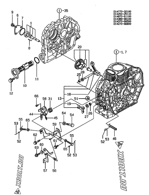  Масляный насос и регулятор оборотов двигателя Yanmar L60ADEDMK