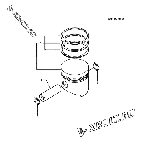  Поршень двигателя Yanmar 3T75HL-DC