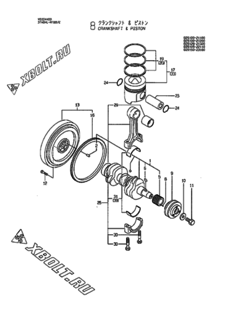  Двигатель Yanmar 3TN84L-RTBC, узел -  Коленвал и поршень 