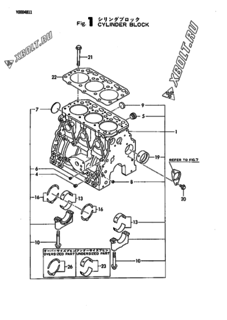  Двигатель Yanmar 3TNE84-3D, узел -  Блок цилиндров 