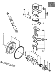  Двигатель Yanmar 3TNA72L-UDW2, узел -  Коленвал и поршень 