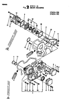  Двигатель Yanmar 3TNE84-YBC, узел -  Корпус редуктора 