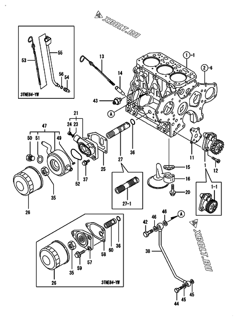  Система смазки двигателя Yanmar 3TNE84-YBC