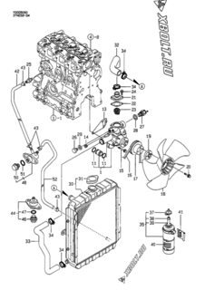  Двигатель Yanmar 3TNE68-SW, узел -  Система водяного охлаждения 