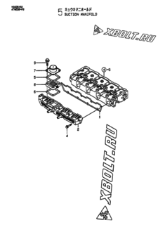  Двигатель Yanmar 4TNE98-FB, узел -  Впускной коллектор 
