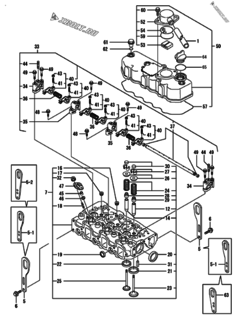  Двигатель Yanmar 3TNE84T-NR, узел -  Головка блока цилиндров (ГБЦ) 