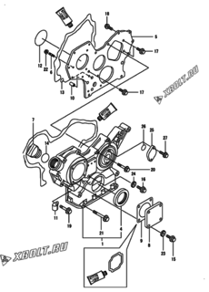  Двигатель Yanmar 3TNE82A-DGD, узел -  Корпус редуктора 