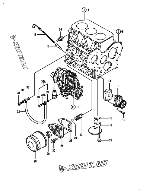  Система смазки двигателя Yanmar 3TNE82A-DGD