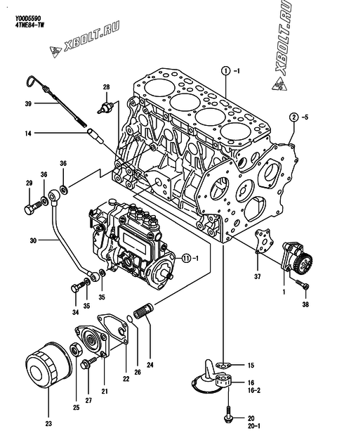  Система смазки двигателя Yanmar 4TNE84-TW