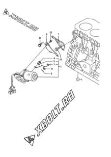  Двигатель Yanmar 3TNE84-HS, узел -  Устройство остановки двигателя 