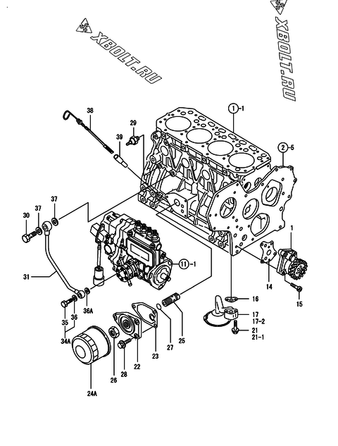  Система смазки двигателя Yanmar 4TNE88-DGD