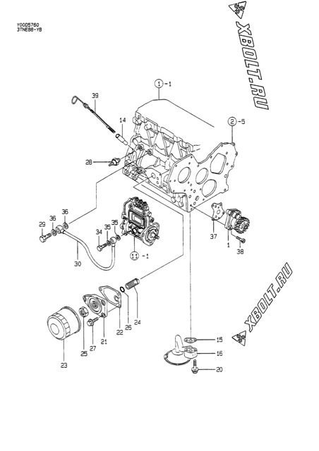  Система смазки двигателя Yanmar 3TNE88-YB