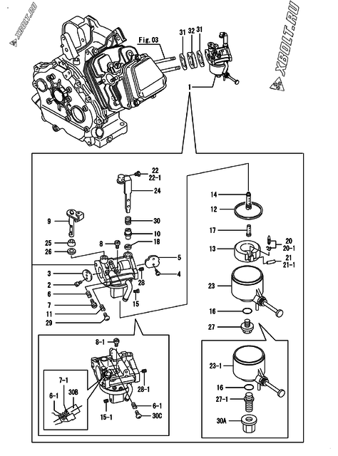  Карбюратор двигателя Yanmar GA300SECMS1
