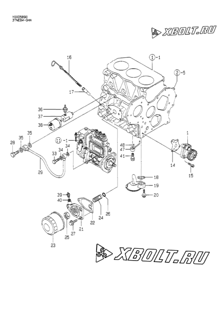  Система смазки двигателя Yanmar 3TNE84-GHN
