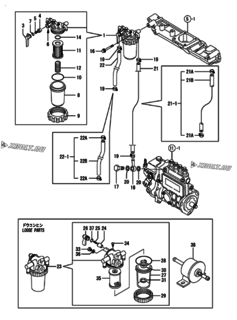  Двигатель Yanmar 4TNE88-IKA, узел -  Топливопровод 