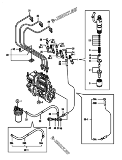  Двигатель Yanmar 3TNE84-IK, узел -  Форсунка 