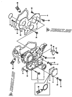  Двигатель Yanmar 3TNE84-IKA, узел -  Корпус редуктора 