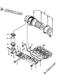  Двигатель Yanmar 3TNE84-IKA, узел -  Впускной коллектор и воздушный фильтр 