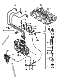  Двигатель Yanmar 3TNE84-TS, узел -  Форсунка 