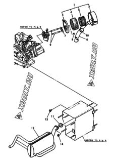 Двигатель Yanmar TA-880ESY, узел -  Воздушный фильтр и глушитель 