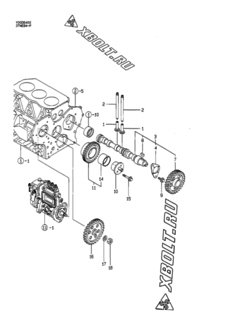  Двигатель Yanmar 3TNE84-P, узел -  Распредвал и приводная шестерня 
